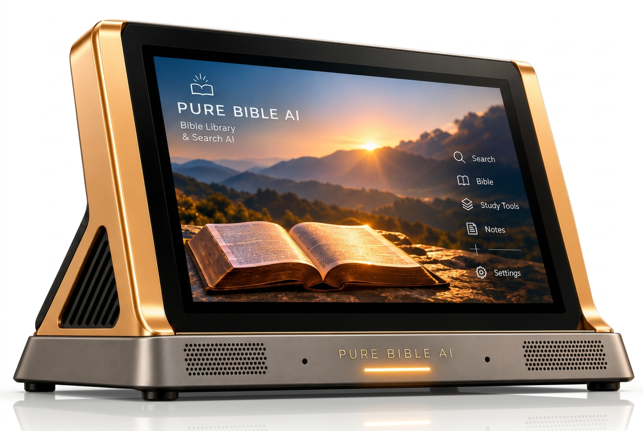 Detailed angled view of PURE BIBLE AI in champagne gold and graphite